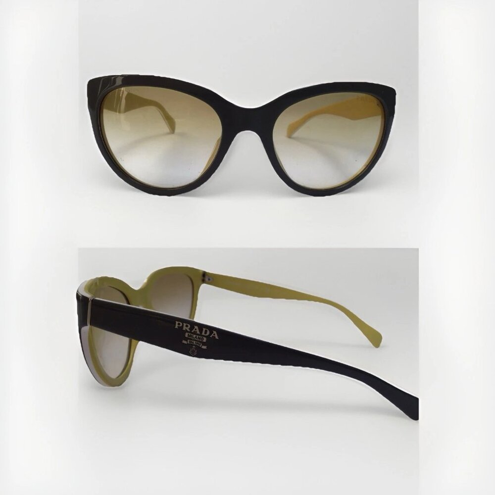 Prada Cat Eye Sunglasses Yellow Lense with Grey Frame - Amazing Condition